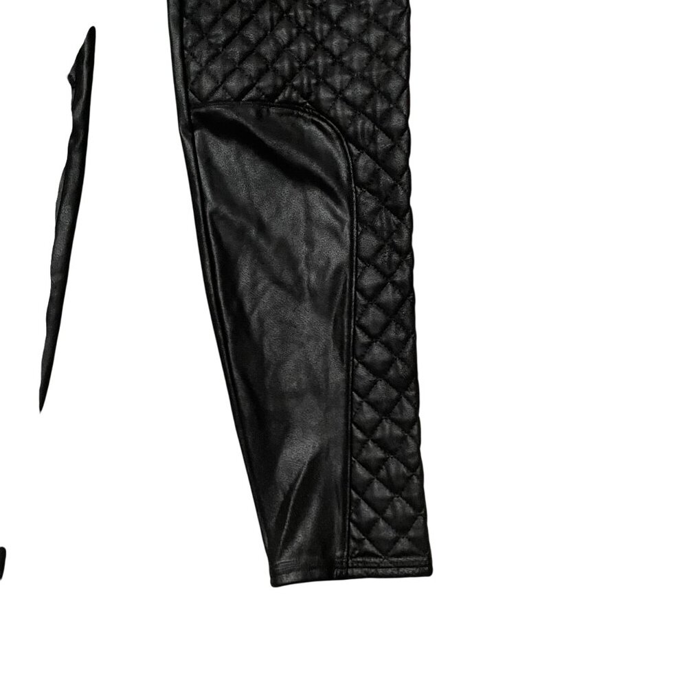 Spanx Quilted Faux Leather Shiny Moto Leggings Women's Size Large Black - Picture 11 of 13
